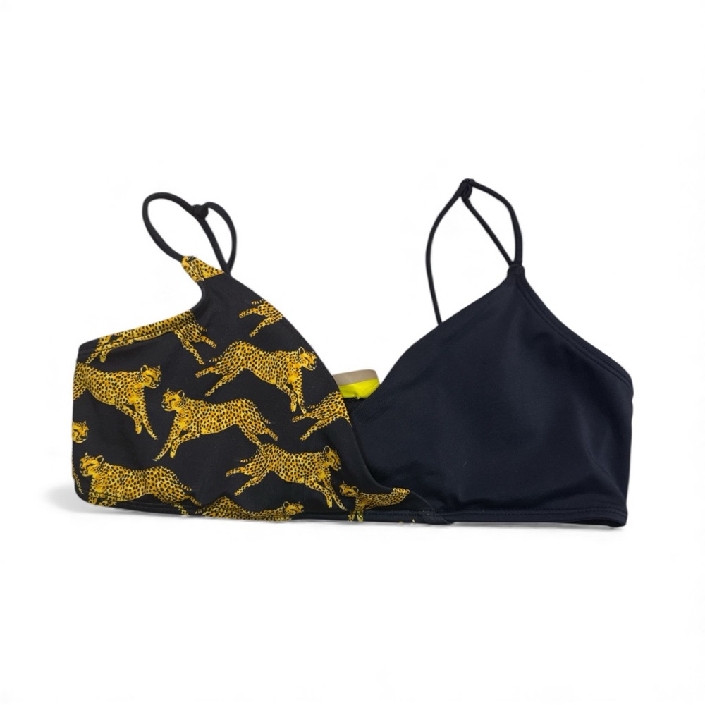 LA Hearts cheetah print bikini bandeau top  black/gold Size medium